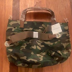 Mark and Graham Canvas and Leather Slouch Tote in Camo